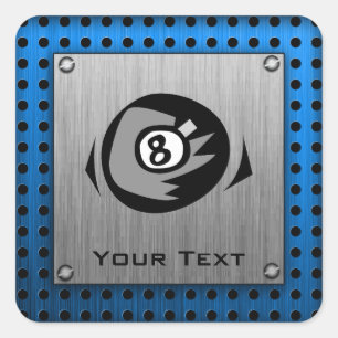 Gebürsteter Metallblick; Ball des Blaus 8 Quadratischer Aufkleber