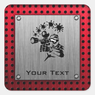 Gebürsteter Metallblick Paintball Quadratischer Aufkleber