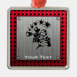 Gebürsteter Metallblick Paintball Silbernes Ornament