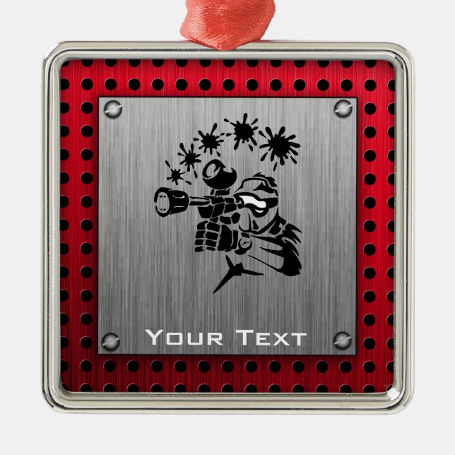 Gebürsteter Metallblick Paintball Silbernes Ornament (Vorne)