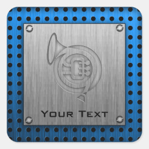 Gebürstetes Metallblick französisches Horn Quadratischer Aufkleber