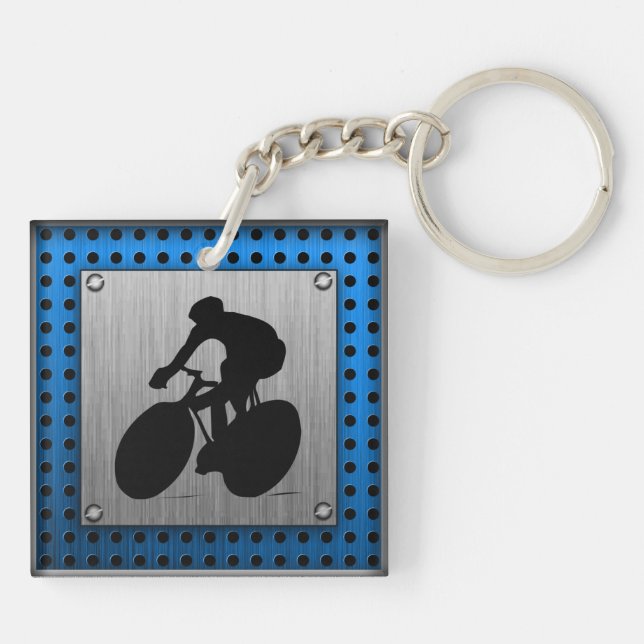 Gebürstetes Metallblick Radfahren Schlüsselanhänger (Rückseite)