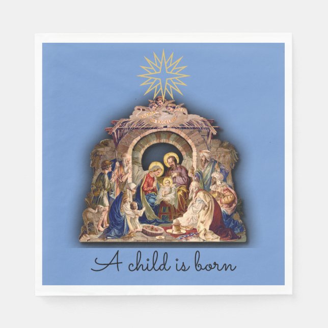 Geburt Adoration des Babys Jesus Weihnachten Napki Serviette (Vorderseite)