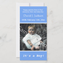 Geburt blauer Ankündigung. Fügen Sie Ihrem Foto hi