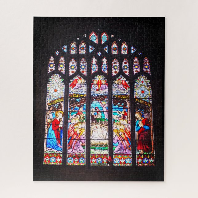 Geburt Christi auf Buntglas Puzzle (Vertikal)