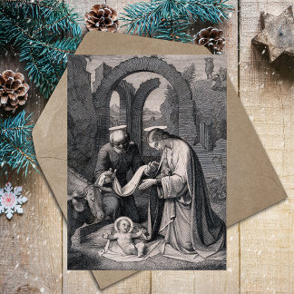 Geburt Christi Christliche Weihnachtskrippe Szene Feiertagspostkarte