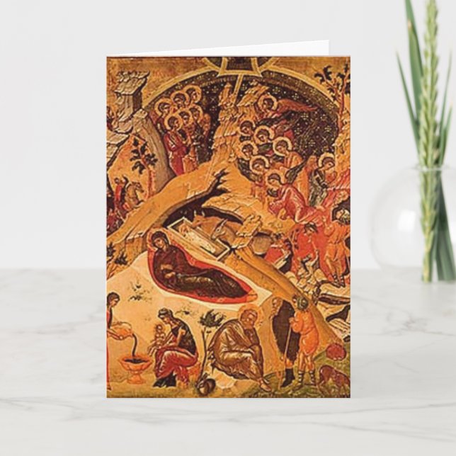 Geburt Christi Feiertagskarte (Vorderseite)