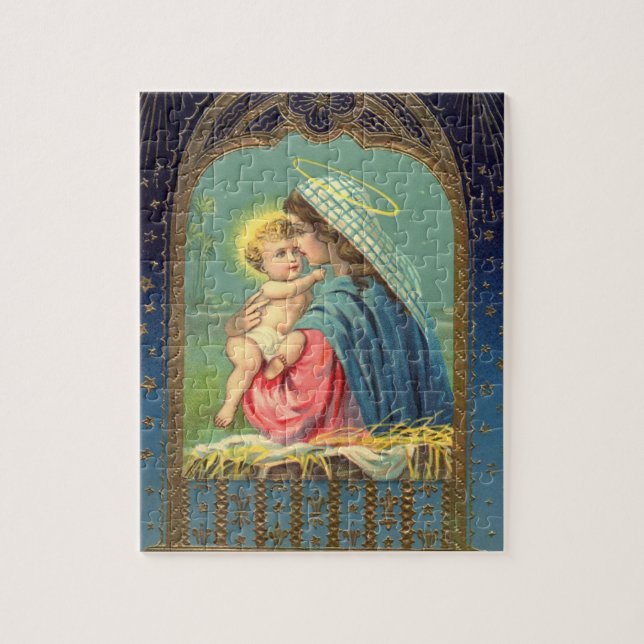 Geburt Christi Mary, die das Baby Jesus hält Puzzle (Vertikal)