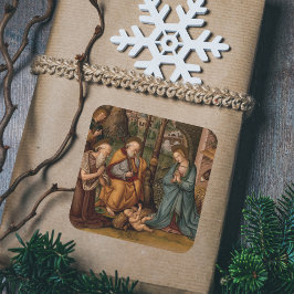 Geburt Christi Religiöse Christliche Weihnachten Quadratischer Aufkleber