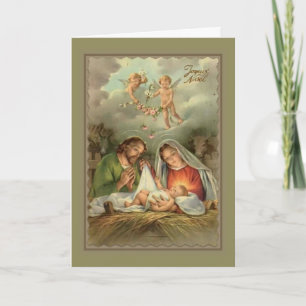 Geburt Christi St. Joseph Jungfrau Maria Baby Jesu Feiertagskarte