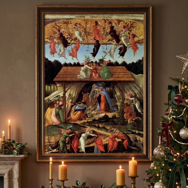 Geburt Christi von Botticelli, Weihnachtskrippe Poster (Birth of Christ (Mystic Birth or Mystical Nativity) by Sandro Botticelli featuring a nativity scene.)