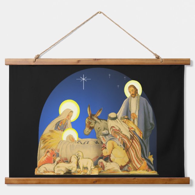 Geburt Christi Wandteppich Mit Holzrahmen (Vorne)