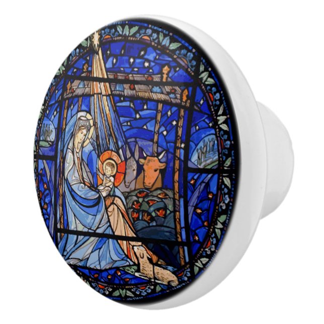 Geburt Christis-Buntglas Keramikknauf (Rechts)