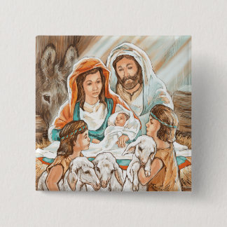 Geburt Christis-Malerei mit kleinen Schäfer-Jungen Button