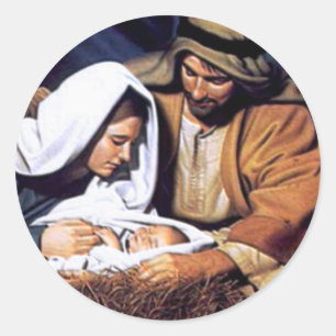 Geburt Christis-Szenen-Geschenke für Weihnachten Runder Aufkleber