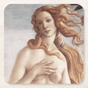 Geburt der Venus im Detail von Sandro Botticelli Rechteckiger Pappuntersetzer