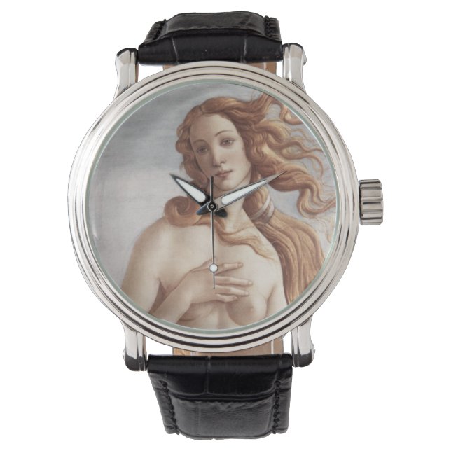 Geburt der Venus, nah von Sandro Botticelli Armbanduhr (Vorderseite)