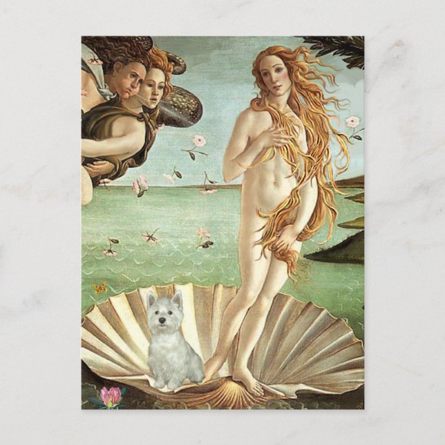 Geburt der Venus - Westie (S) Postkarte (Vorderseite)