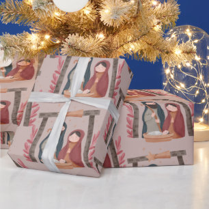 Geburt der Wasserfarbe Christlich Jesus Weihnachte Geschenkpapier