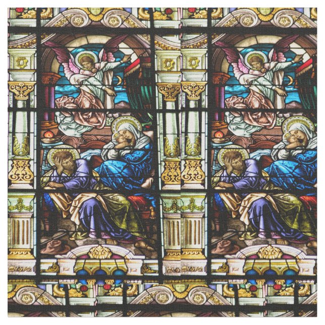 Geburt des Jesus-Buntglas-Fensters Stoff (Nahaufnahme)