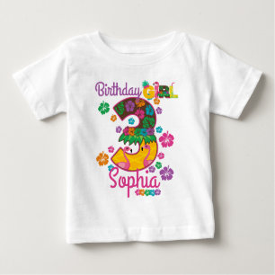 Geburt drei 3 Hawaiianischer Luau Sommerbrauch Baby T-shirt