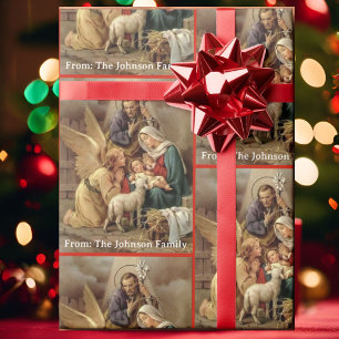 Geburt Heilige Familie Fügen Sie Ihren Text Weihna Geschenkpapier