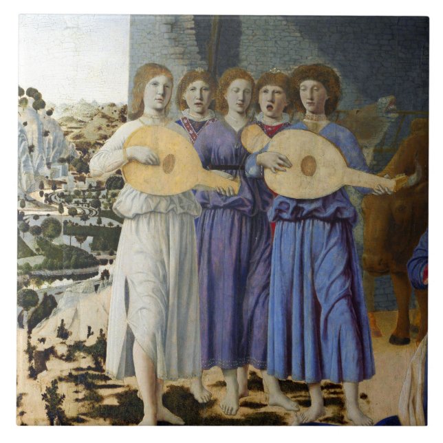 GEBURT JESU, ENGEL von PIERO DELLA FRANCESCA Fliese (Vorderseite)