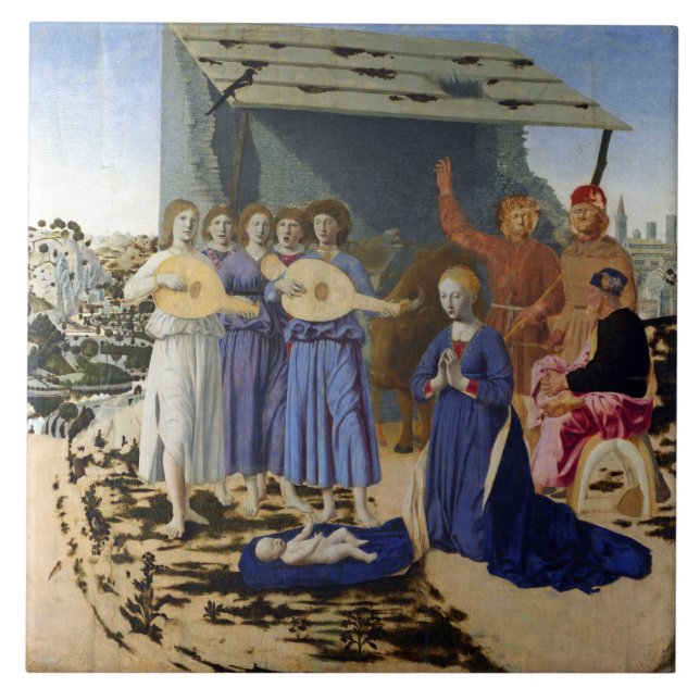 GEBURT JESU, ENGEL von PIERO DELLA FRANCESCA Fliese (Vorderseite)