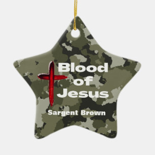 Geburt Jesu Grüne Camouflage Personalisiertes Gebe Keramik Ornament
