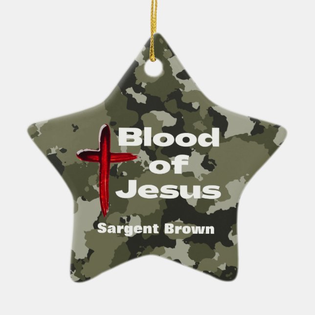 Geburt Jesu Grüne Camouflage Personalisiertes Gebe Keramik Ornament (Vorne)