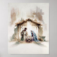 Geburt Jesu - Minimalistische Wasserfarbe