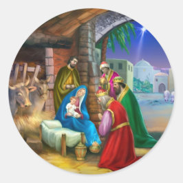 Geburt Jesu Runder Aufkleber