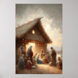 Geburt Jesu Weihnachtsszene Jesus ist geboren Chri Poster