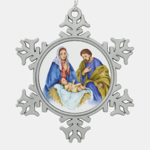 Geburt Jesus Christliche Kunst Schneeflocken Zinn-Ornament