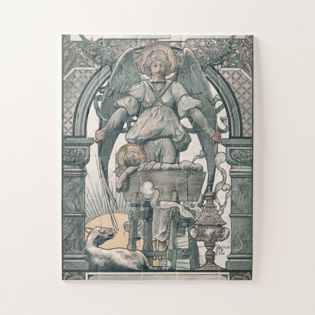 Geburt Jesus Geburtsname Engel Vintage Weihnachten Puzzle (Vertikal)