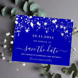 Geburt königlich blaue Sterne Save the Date Budget Flyer