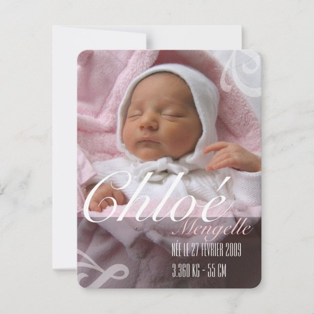 Geburt - Mädchen Ankündigung (Vorderseite)