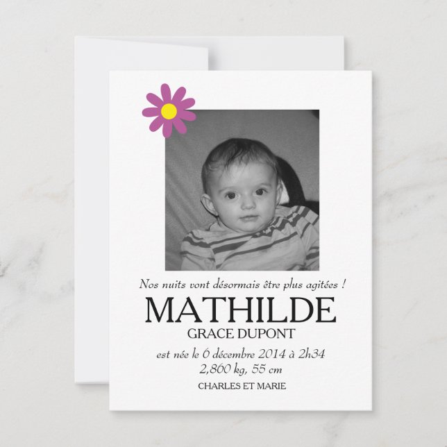 Geburt - Mädchen Ankündigung (Vorderseite)