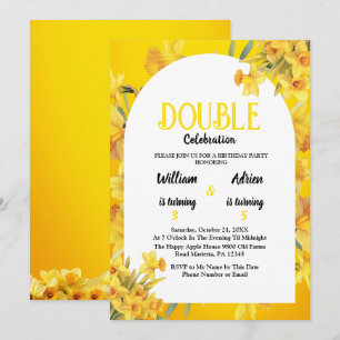 Geburt März Daffodische Doppelfeier Geburtstag Einladung