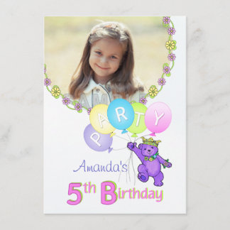 Geburt Party Princess Bear Custom Foto Einladung