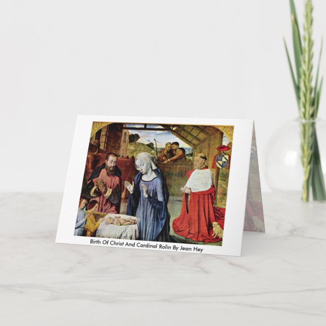 Geburt von Christus und Kardinal Rolin von Jean He Karte (Vorderseite)