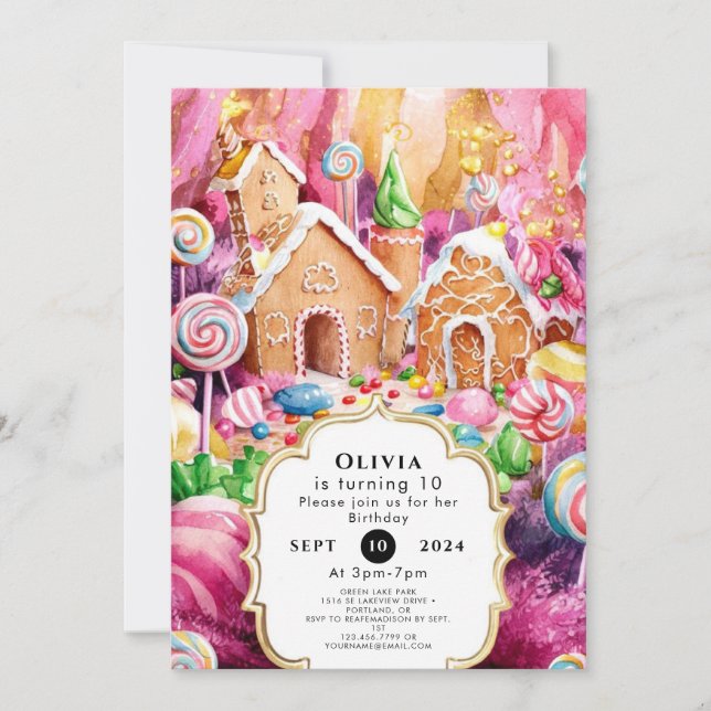 Geburt von Kindercandyland Einladung (Vorderseite)