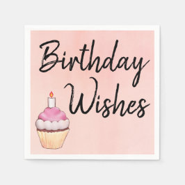 Geburt wünscht Pink Cupcake Wasserfarbe Serviette