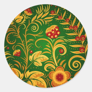 Gebürtige russische Verzierung Runder Aufkleber