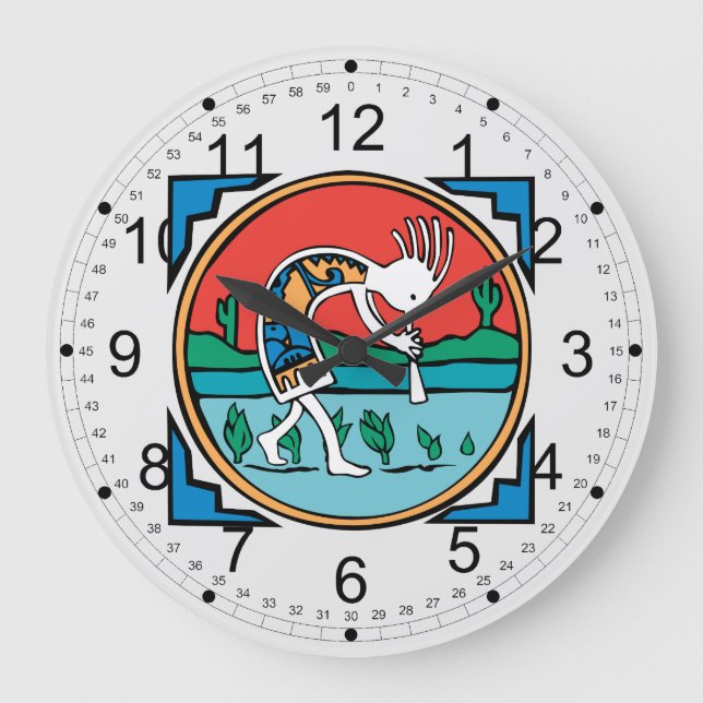Gebürtiger amerikanischer Ureinwohner Kokopelli Große Wanduhr (Vorderseite)