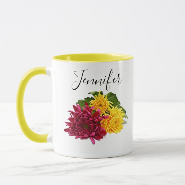 Geburtmonat Blume November personalisierter Schlam Tasse (Links)