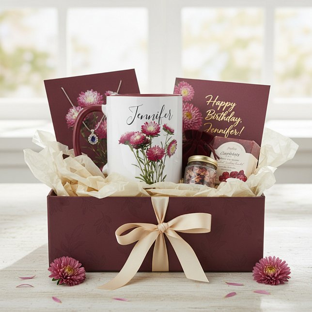 Geburtmonat Blume-September personalisierter Schla Tasse (Von Creator hochgeladen)