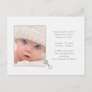 Geburts-Mitteilungs-Foto-Postkarte Ankündigungspostkarte