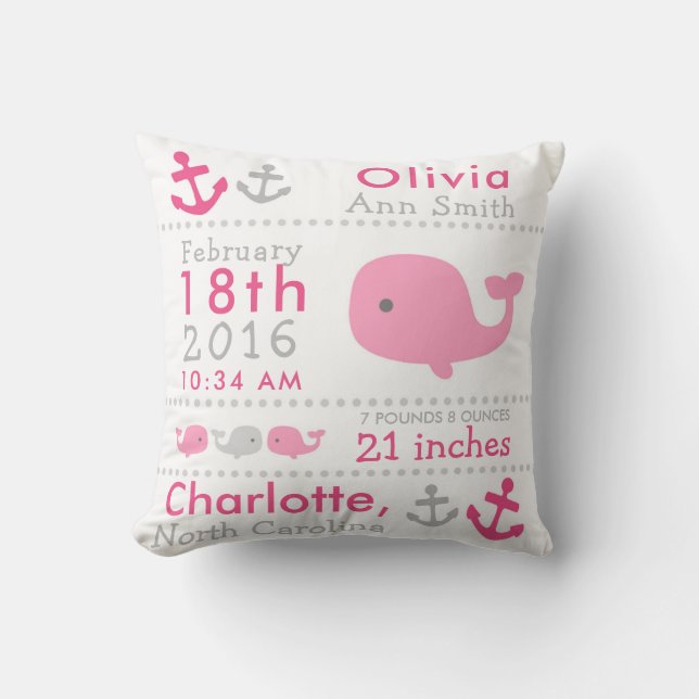 Geburts-Notfall-Seewal-Kinderzimmerthrow-Kissen Kissen (Vorderseite)