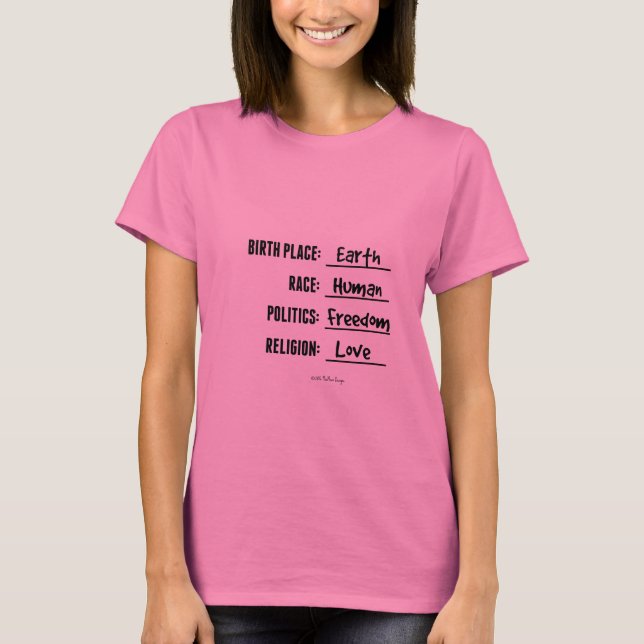 GEBURTS-PLATZ-ERDShirt (rosa T-Shirt) T-Shirt (Vorderseite)